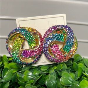 Colorful Rhinestone Knot Earrings